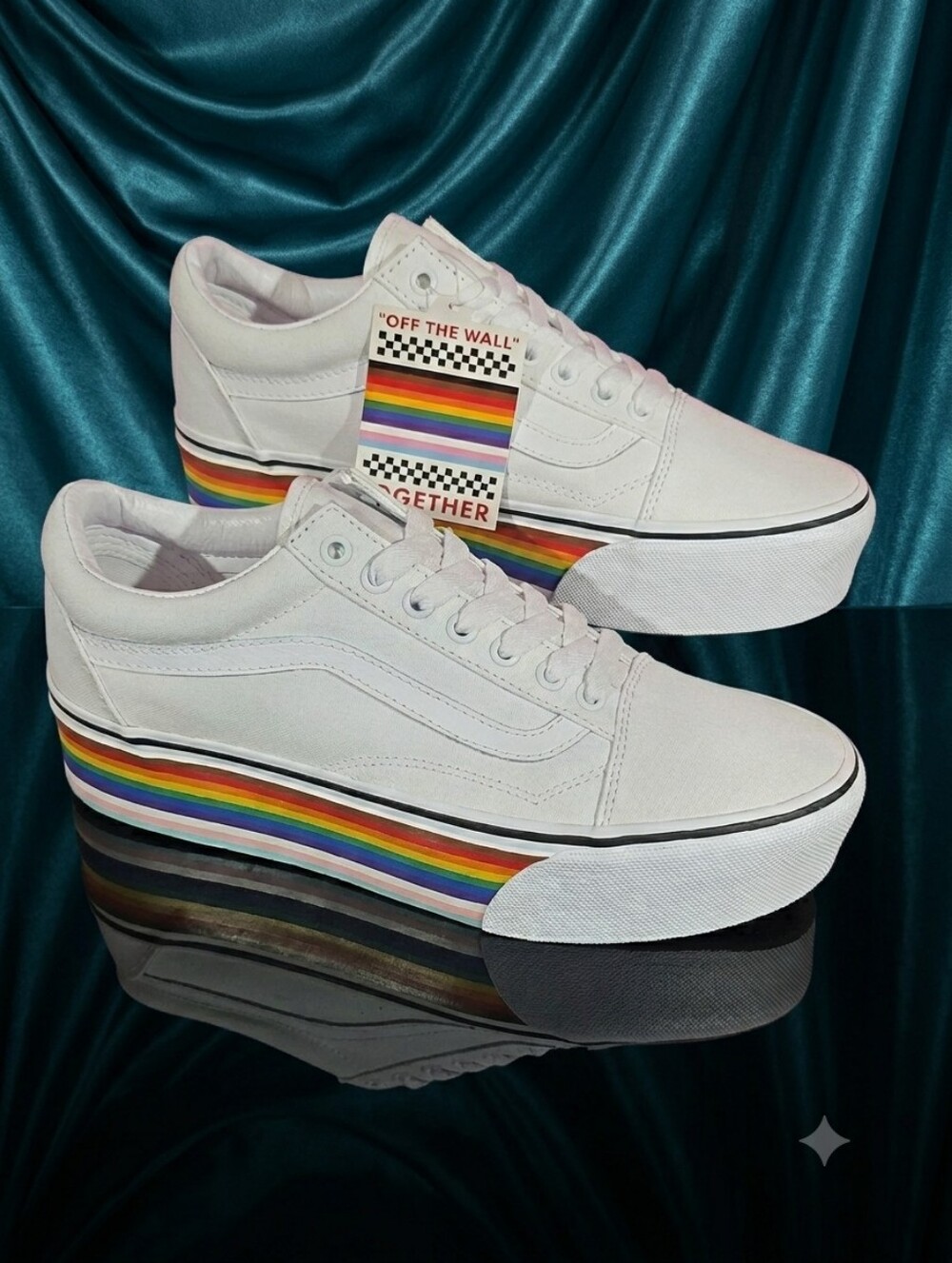 Vans Old Skool Stack Pride Rainbow Platform White Men’s 8.5 Women’s 10 Sneakers